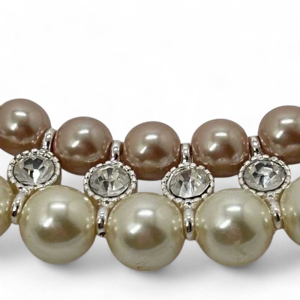 Vintage Retro Shofel Bros Signed SHB Faux Pearl Necklace Bracelet Set - Picture 3 of 8